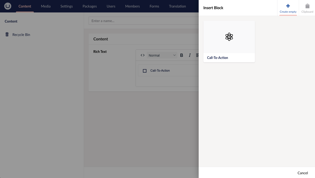 Umbraco Blocks screenshot