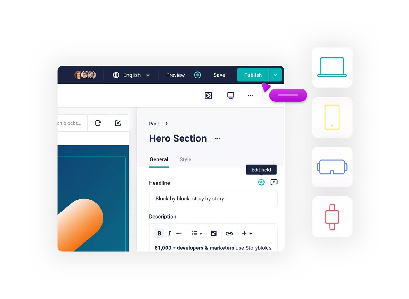 Storyblok CMS backoffice graphic